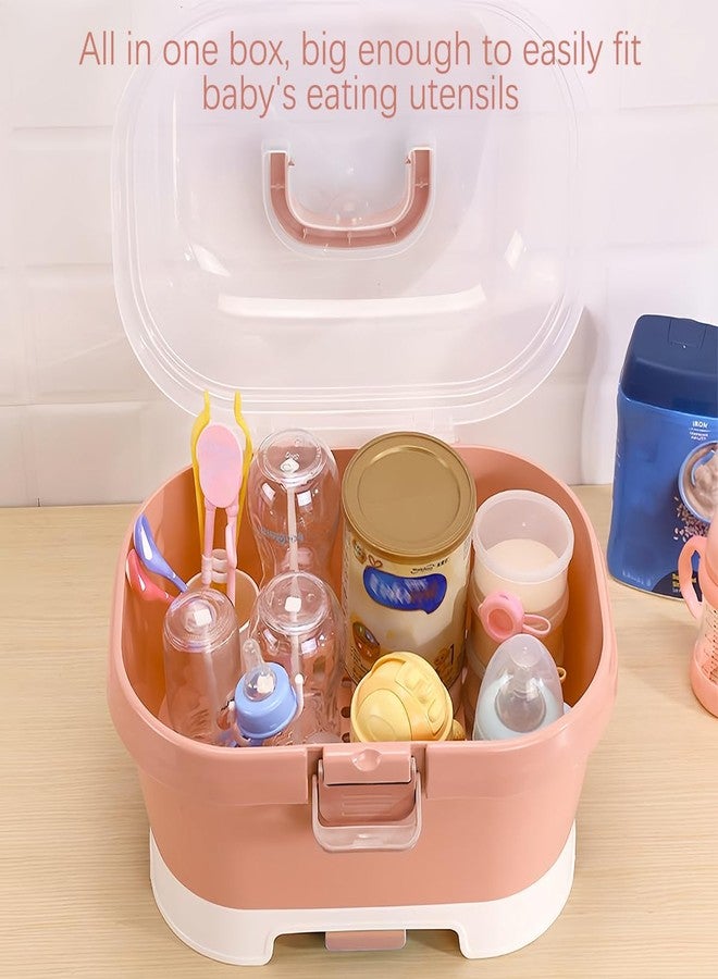 DOERDO DD DOERDO Baby Bottle Drying Rack, Portable Large Capacity Toddler Bottles Storage Box with Cover Portable Kitchen Cabinet Organizer for Home Kitchen, 11.6x9.4 Inch, Orange - Image 5